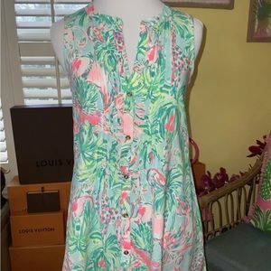 Lilly Pulitzer NWT Sarasota Tunic Top Seasalt Blue On Parade $118  Size XXS
